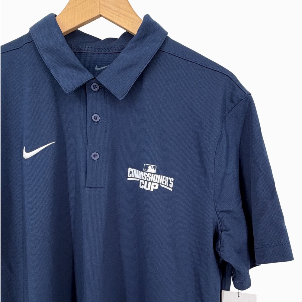 NWT Nike Mens Dri-FIT MLB Commissioner's Cup Large Polo Shirt Navy Blue